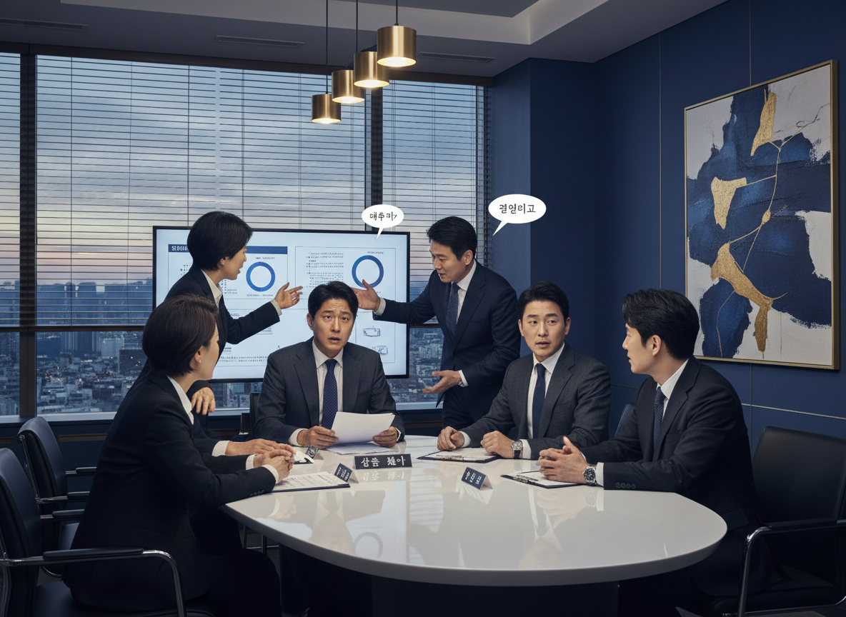 韓国ビジネスの打ち合わせの様子をイメージしたイラスト